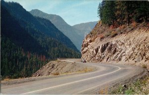 Mountain Peaks Hope Princeton Hwy. British Columbia Vintage Postcard Road Drive 