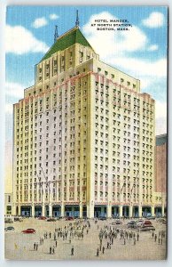 1930s BOSTON MASS HOTEL MANGER AT NORTH STATION LINEN STREET VIEW POSTCARD P2085