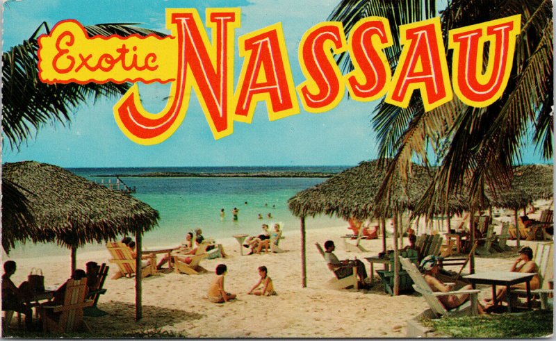 Exotic Nassau in the Bahamas Paradise Beach Large Letter c1965 Postcard F71 