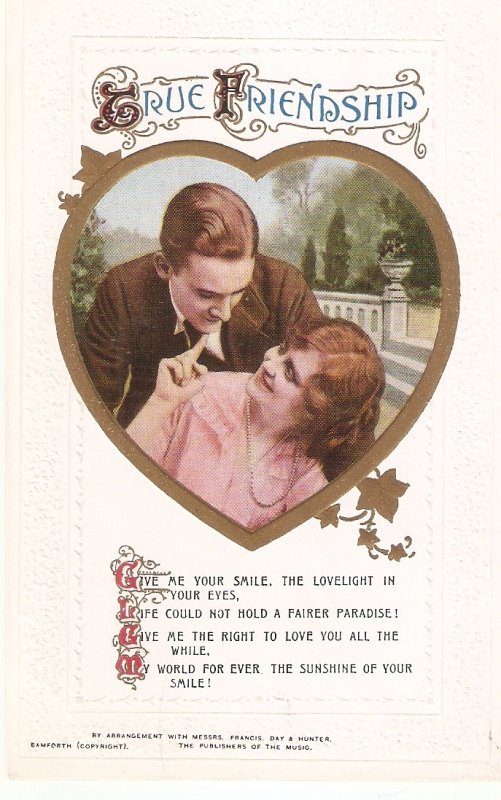 Couple Romance. True Friendship Bamforth Vañentine Song Greetings PC # 21