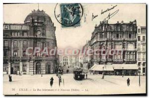 Postcard Old Lille The Inkerman Street And The New theater