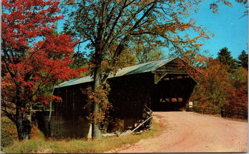 Durgin Covered Bridge Sandwhich New Hampshire NH Fall Postcard VTG UNP Vintage 