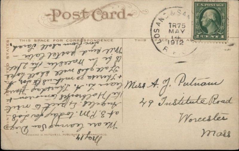 San Deigo CA Ballast POInt Lighthouse Used 1912 Postcard RPO Cancel