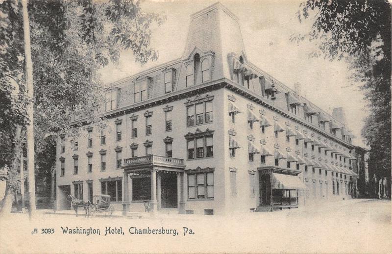 Chambersburg PennsylvaniaWashington HotelVictorian Style Mansard Roof1908 PC