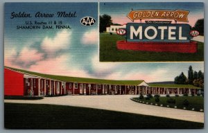 Postcard Shamokin Dam PA c1940s Golden Arrow Motel US Route 11 & 15 Selinsgrove