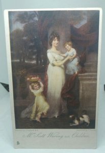 Mrs Scott Waring and Children Vintage Art Painting Postcard