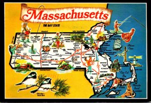 Massachusetts Map Of The Bay State 1985