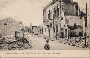 Kingston Jamaica Colonial Bank Earthquake destruction c1909 Duperly Postcard G84