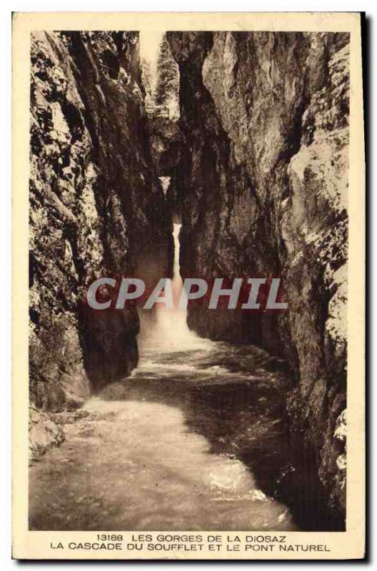 Old Postcard Gorges Diosaz Cascade Soufflet and the Natural Bridge