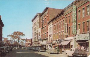 Rutland VT, Center Street View, Main St., 1950's, Cars Signs Stores, Drug Store