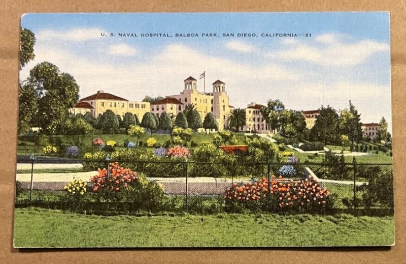 VINTAGE POSTCARD UNUSED - U.S. NAVAL HOSPITAL, BALBOA PARK, SAN DIEGO, CAL