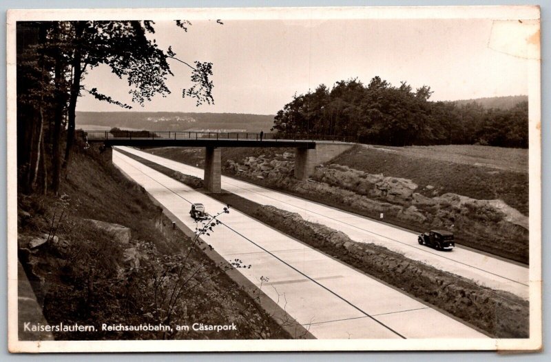 Kaiserlautern Germany 1940s RPPC Real Photo Postcard Reichsautobahn Casarpark