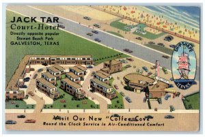 1949 Bird's Eye View Jack Tar Court Hotel Galveston Texas TX Vintage Postcard