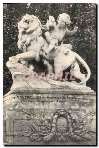 Old Postcard MONTPELLIER Promenade peyrou Force tamed by love