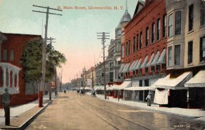 GLOVERSVILLE, New York NY  NORTH MAIN STREET SCENE Storefronts  c1910's Postcard