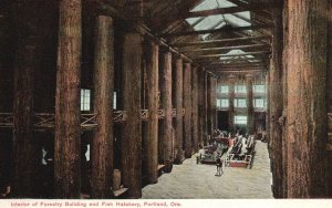 Vintage Postcard Interior Of Forestry Building Fish Hatchery Portland Oregon OR