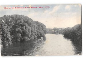Allegan Michigan MI Damaged Postcard 1907-1915 View on the Kalamazoo River