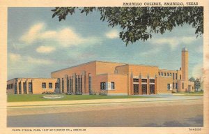 AMARILLO, Texas TX    AMARILLO JUNIOR COLLEGE    c1940's Curteich Linen Postcard