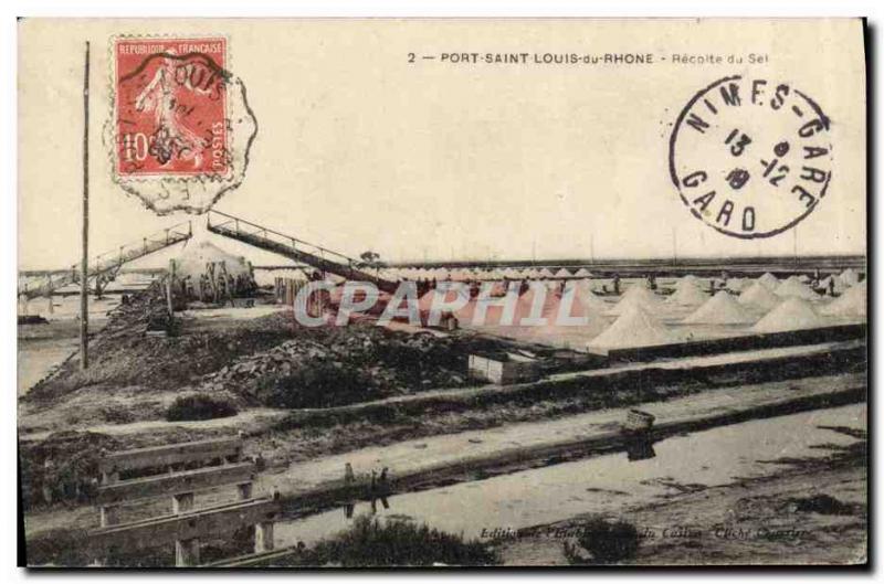 Old Postcard Folklore Salterns Port Saint Louis du Rhone salt Harvest