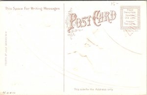 Vintage Postcard Scared Little Boy Lights Big Firecracker While 2 Kids Watch