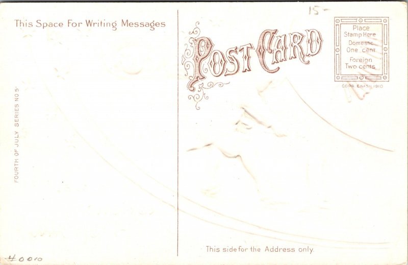 Vintage Postcard Scared Little Boy Lights Big Firecracker While 2 Kids Watch