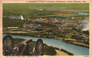 Vintage Postcard Confederate Cannon Overlooking Chattanooga Lookout Mountain TN