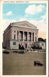 View of Masonic Temple, Springfield MA Vintage Postcard Q69