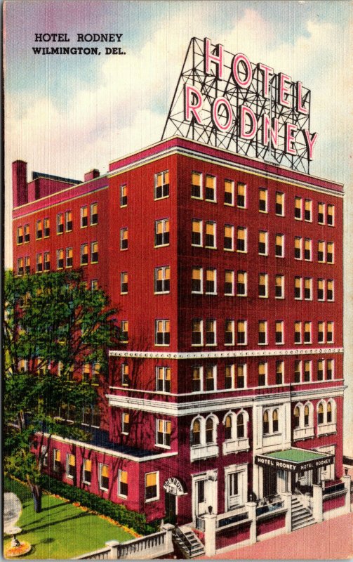 Vtg 1930s Hotel Rodney Market Street Wilmington Delaware DE Unused Postcard