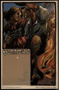 Austria ca1900 Winter Solstice Sonnwendfeier Pagan Festival Card Schererve 94727