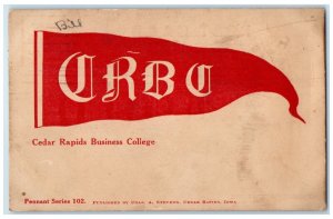 1909 Bill Cedar Rapids Business College Iowa IA Pennant Vintage Antique Postcard