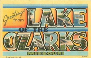 1940s Lake of the Ozarks Missouri Large Letters multi View Teich Postcard 7058