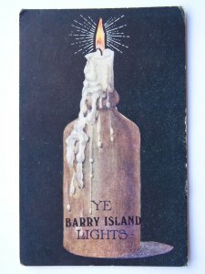 Wales YE BARRY ISLAND LIGHTS c1917 Comic Postcard by W&K