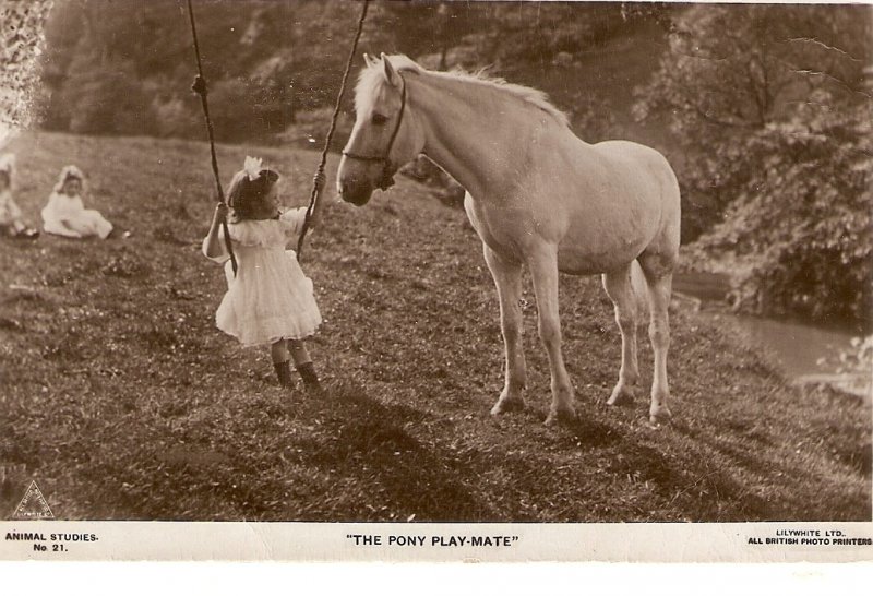 Children with The Pony Playmate Old vintage English Snimal Studies Ser. PC