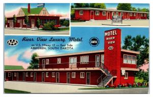 1950s/60s River View Luxury Motel, Aberdeen, SD Postcard