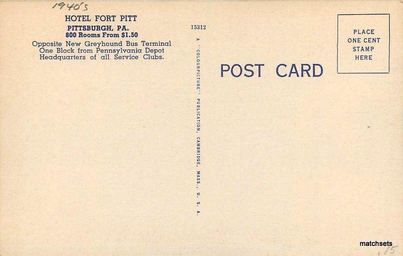 1940s Hotel Fort Pitt Norse Room Restaurant Pittsburgh Pennsylvania 2170