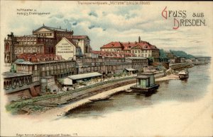 Dresden Germany Helbig's HOLD TO LIGHT Reveals Night Scene Vintage Postcard