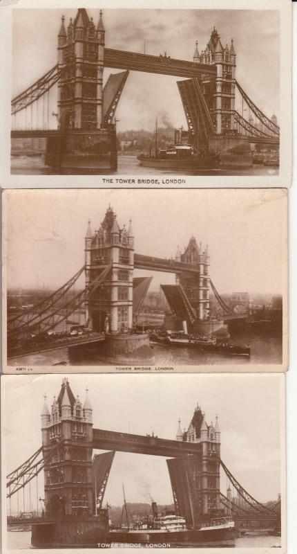 Real photo postcards Thames navigation 1930s Towers Bridge ships