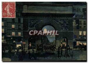 Old Postcard Paris La Nuit La Porte Saint-Martin