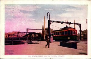 Vtg Chicago Illinois IL State Street Bridge Closed Trolley 1907 View Postcard