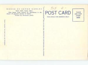 Unused Linen HOUSE OF SEVEN GABLES Salem - Near Boston Massachusetts MA d0773