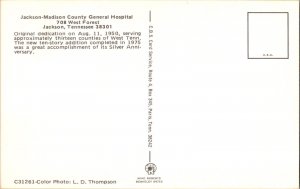 Jackson-Madison County General Hospital Jackson, Tennessee Vintage Postcard KE11