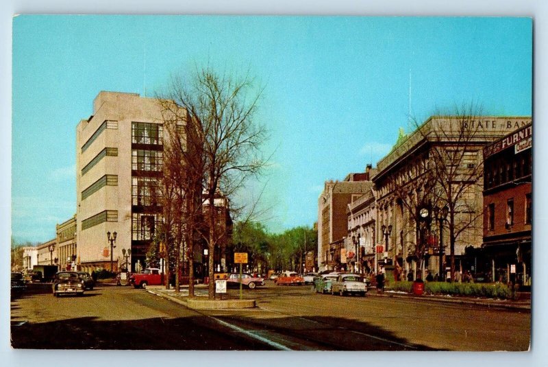 Evanston Illinois IL Postcard Orrington And Sherman Avenues 1960's Vintage Cars