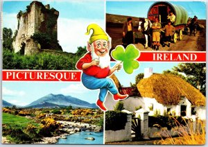 VINTAGE CONTINENTAL SIZE POSTCARD MULTIPLE VIEWS OF PICTURESQUE IRELAND DWARF