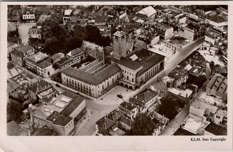 Netherlands Enschede Raadhuis Aerial Town View K.L.M. Airline Photo Postcard Z14