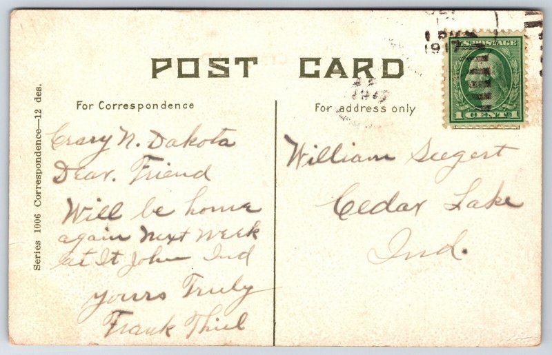 Crary North Dakota~Correspondence~Golden Rod Flowers~1917 Pennant Postcard