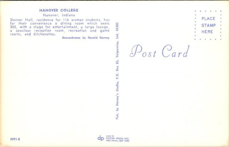 Indiana, Hanover - Donner Hall - Hanover College - [IN-044]