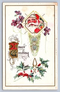 K9/ Santa Claus Christmas Postcard c1910 Smile Toys Holly 14