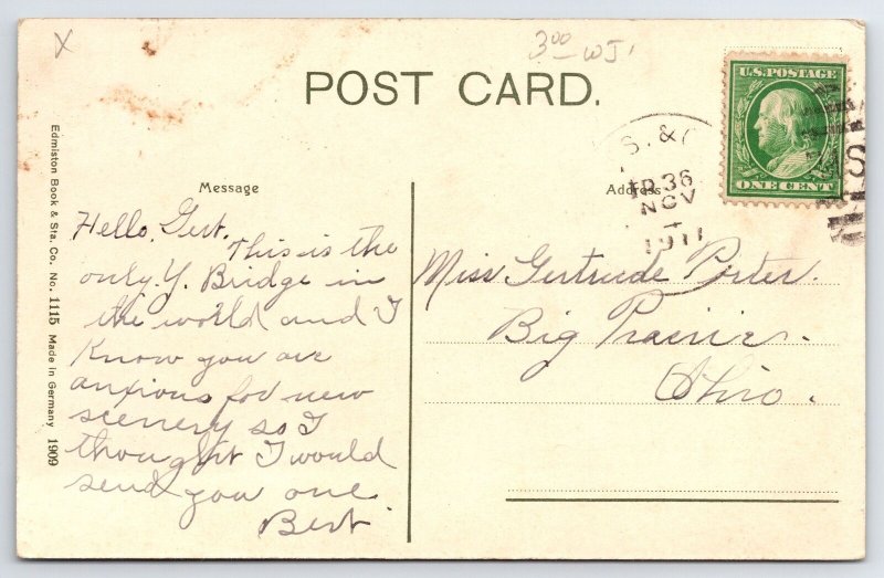 Zanesville OH~Boarded Up Warehouse~Trolley Leaves Only Y Bridge in the World~PC