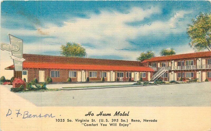 Nevada Reno Ho Hum Motel roadside Colorpicture linen Postcard 22-9455