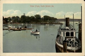 South Bristol ME Waterfront Water Front Islesboro Ferry c1910 Gel Postcard